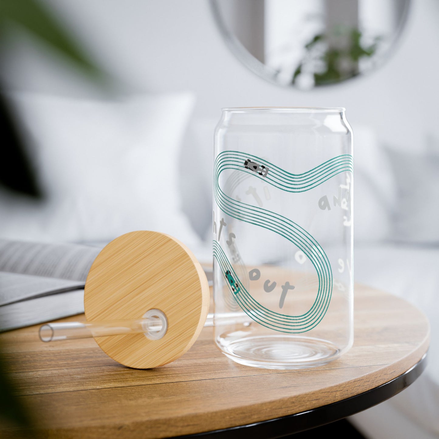 Mercedes F1 Teal and Grey It's Lights Out sipper glass | 16oz