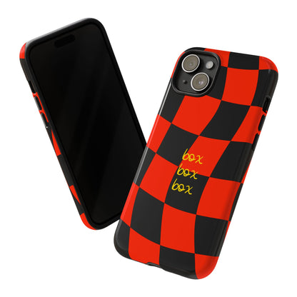 F1 Ferrari Black and Red Checkered Phone Case, Box Box Box F1 Phone Case