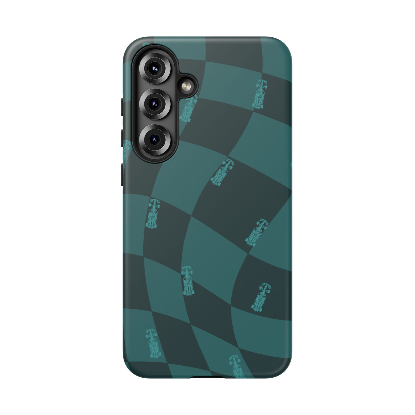 F1 Phone Case Teal Checkered Design, Trendy F1 Gift, Formula 1 Gift, Cute F1 Phone Case, Unique Formula One Phone Case