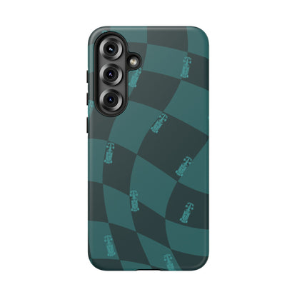 F1 Phone Case Teal Checkered Design, Trendy F1 Gift, Formula 1 Gift, Cute F1 Phone Case, Unique Formula One Phone Case