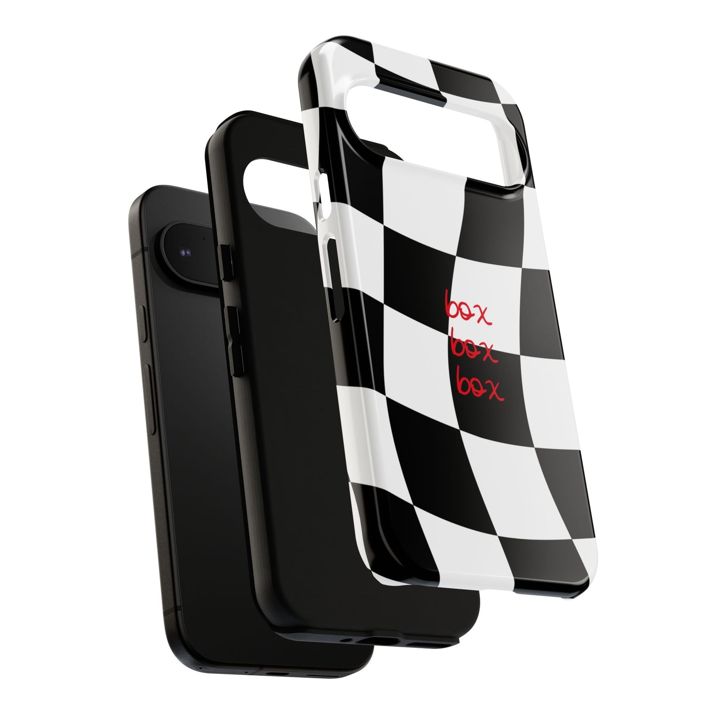 Black and Red Checkered F1 Phone Case, Box Box Box F1 Phone Case