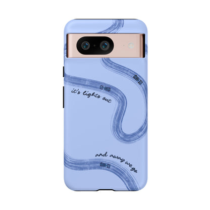F1 Phone Case Monochrome Blue Painted "its lights out and away we go", Trendy F1 Gift, Formula 1 Gift, Cute F1 Phone Case, Phone Case