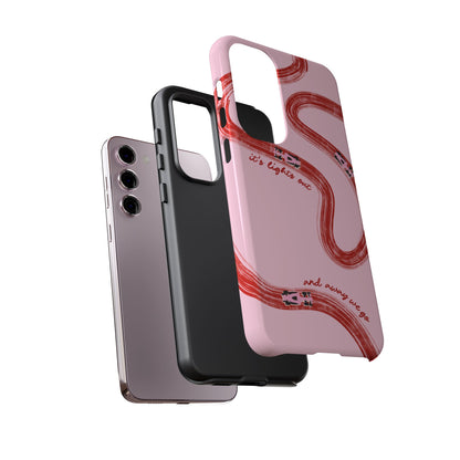 F1 Phone Case Pink and Red Painted "its lights out and away we go", Trendy F1 Gift, Formula 1 Gift, Cute F1 Phone Case, Unique Phone Case
