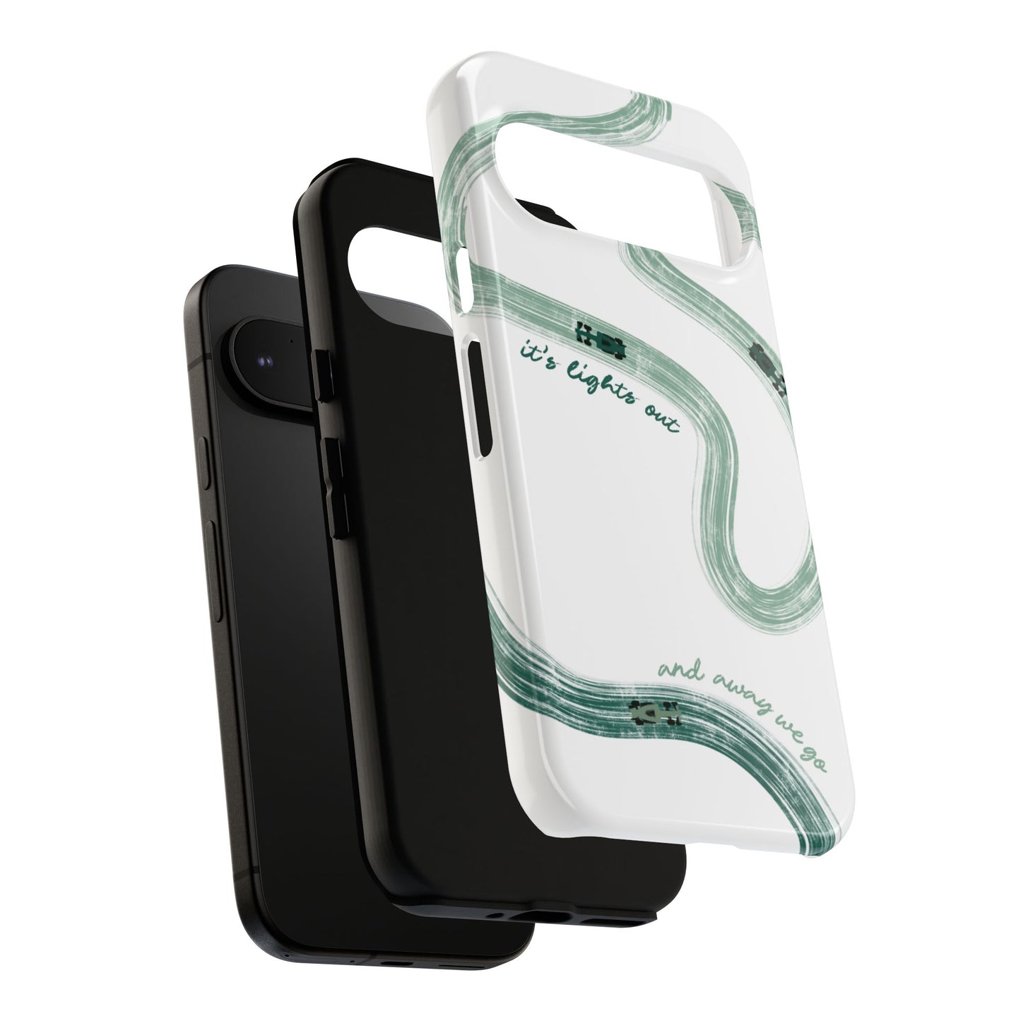 F1 Phone Case Green Painted "its lights out and away we go", Trendy F1 Gift, Formula 1 Gift, Cute F1 Phone Case, Gift for F1 Fans