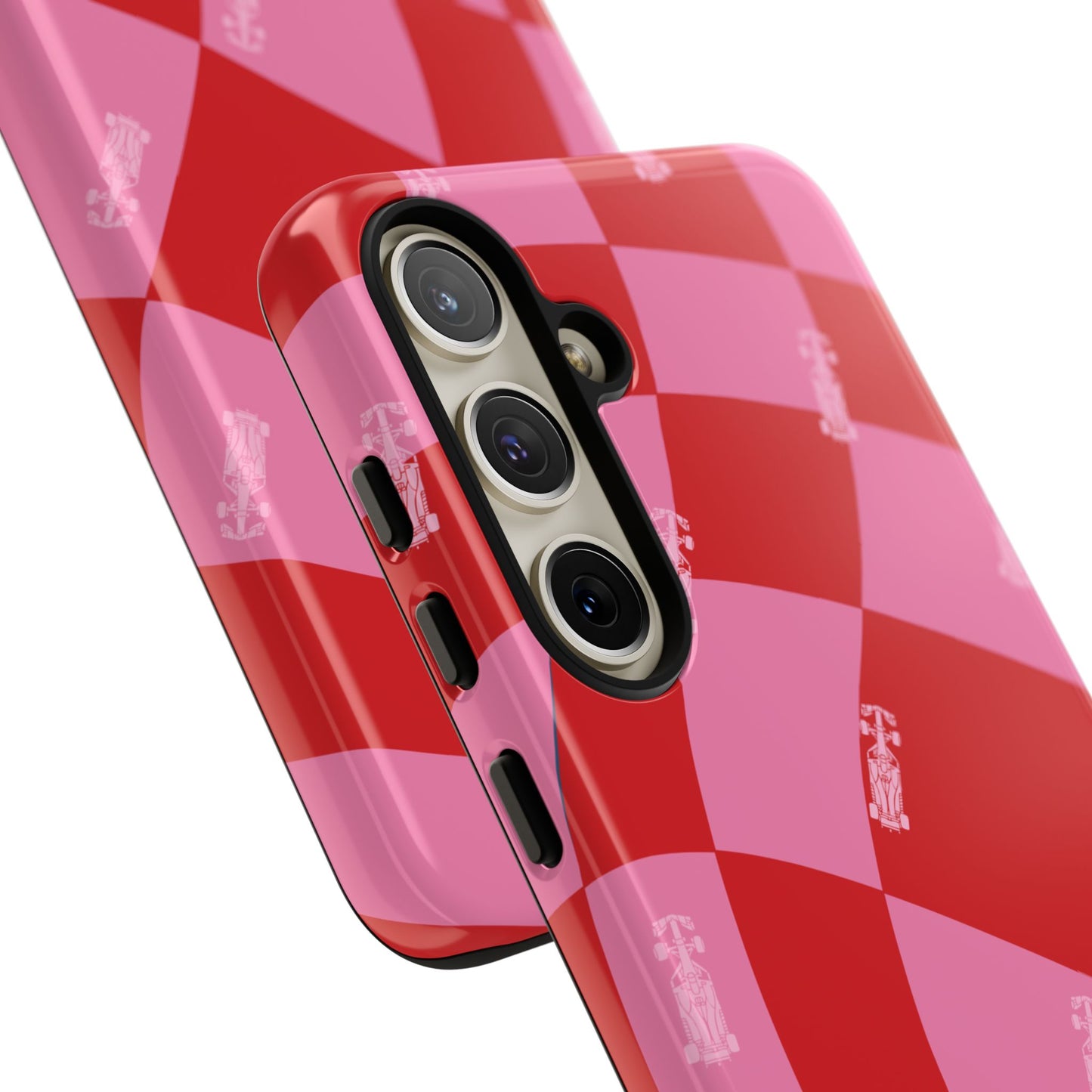F1 Phone Case Pink and Red Checkerboard Design, Trendy F1 Gift, Girly Formula 1 Gift, Cute F1 Phone Case, Unique Formula One Phone Case