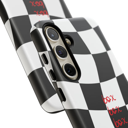 Black and Red Checkered F1 Phone Case, Box Box Box F1 Phone Case