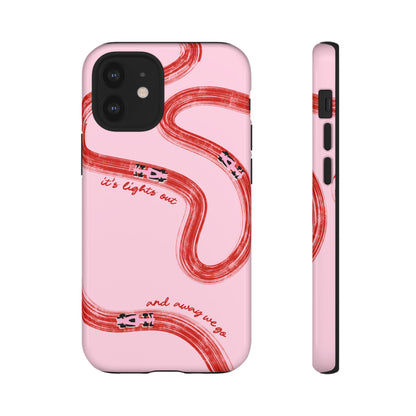 F1 Phone Case Pink and Red Painted "its lights out and away we go", Trendy F1 Gift, Formula 1 Gift, Cute F1 Phone Case, Unique Phone Case