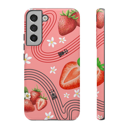 Red F1 Audi and Strawberries Phone Case, Trendy F1 Gift, Formula 1 Gift, Cute Fruit F1 Phone Case, Unique Phone Case