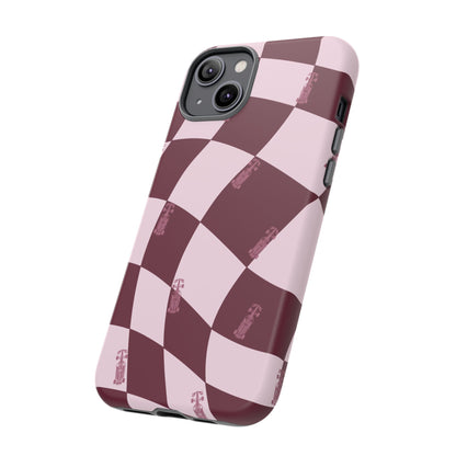F1 Phone Case Pink Checkered Design, Trendy F1 Gift, Formula 1 Gift, Cute F1 Phone Case, Unique Formula One Phone Case
