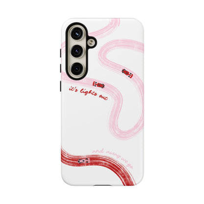 F1 Phone Case Pink and Red Painted "its lights out and away we go", Trendy F1 Gift, Formula 1 Gift, Cute F1 Phone Case, Unique Phone Case