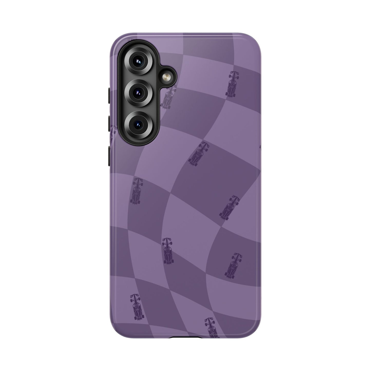 F1 Phone Case Purple Checkered Design, Trendy F1 Gift, Formula 1 Gift, Cute F1 Phone Case, Unique Formula One Phone Case