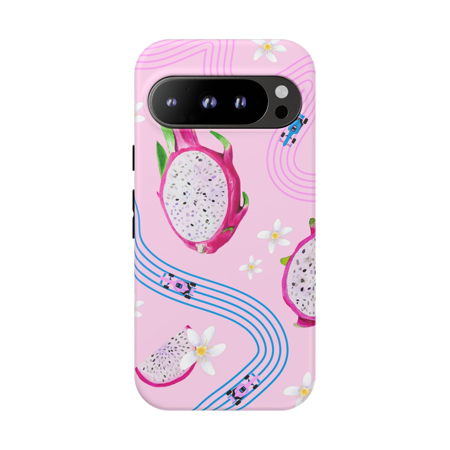 Pink F1 Alpine and Dragonfruit Phone Case, Trendy F1 Gift, Formula 1 Gift, Cute Fruit F1 Phone Case, Unique Phone Case