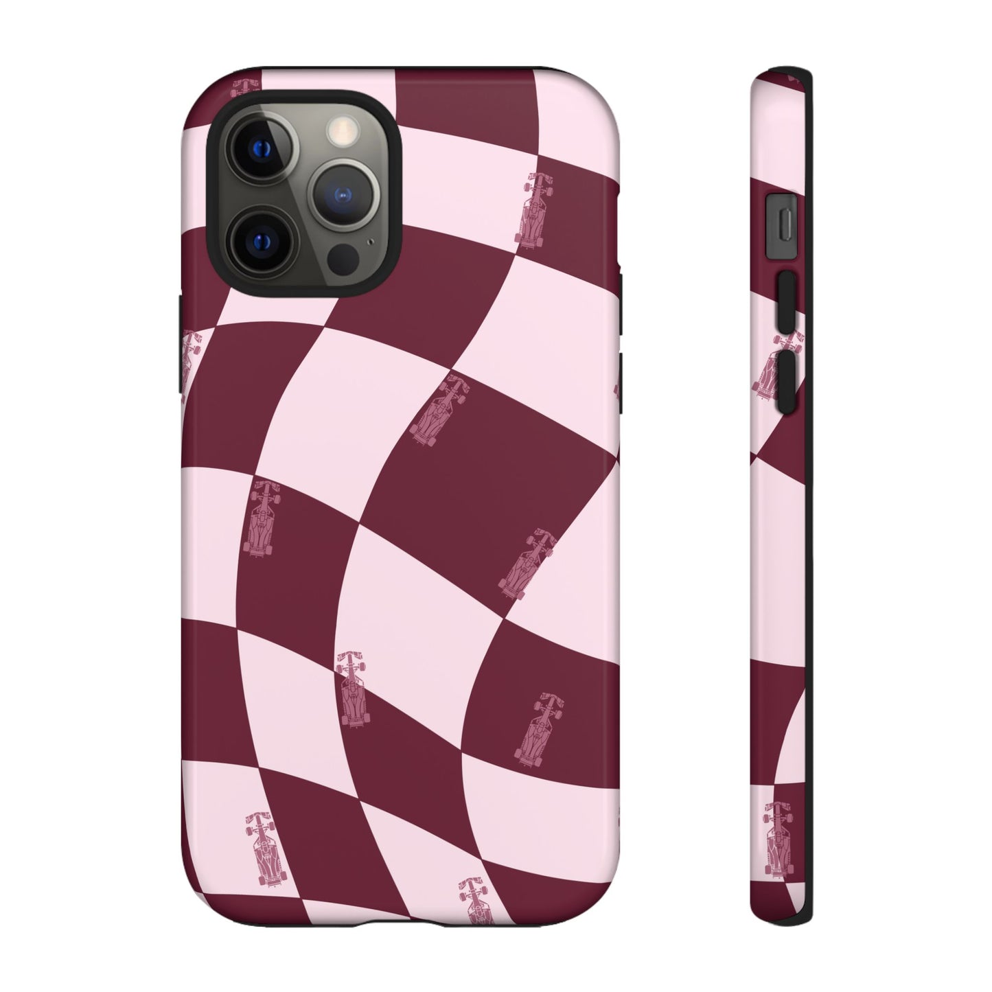 F1 Phone Case Pink Checkered Design, Trendy F1 Gift, Formula 1 Gift, Cute F1 Phone Case, Unique Formula One Phone Case