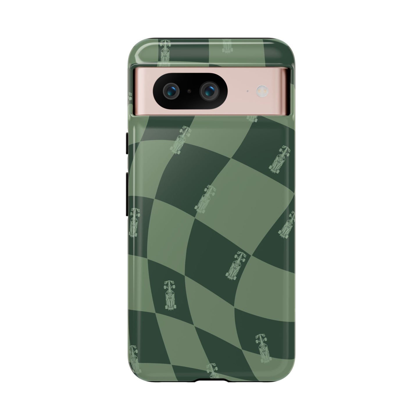 F1 Phone Case Green Checkerboard Design, Trendy F1 Gift, Formula 1 Gift, Cute F1 Phone Case, Unique Formula One Phone Case