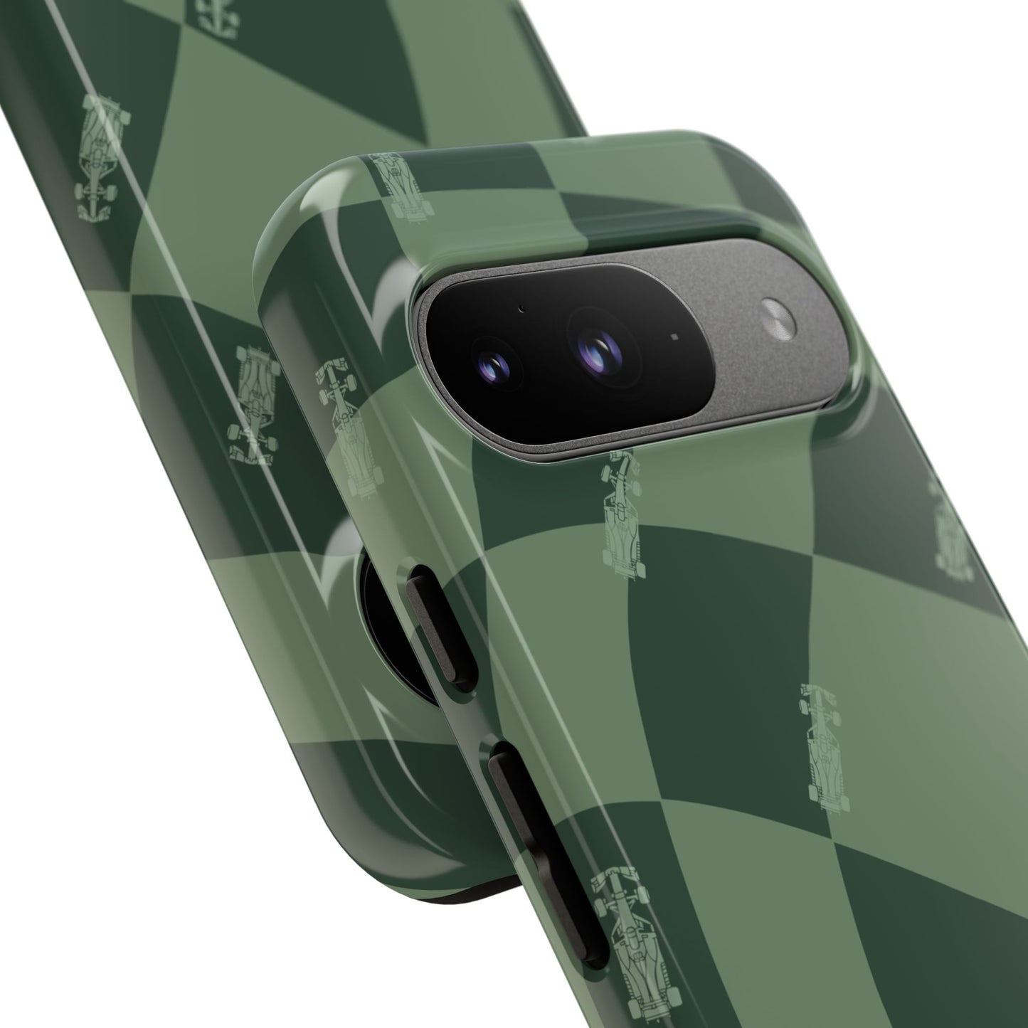 F1 Phone Case Green Checkerboard Design, Trendy F1 Gift, Formula 1 Gift, Cute F1 Phone Case, Unique Formula One Phone Case