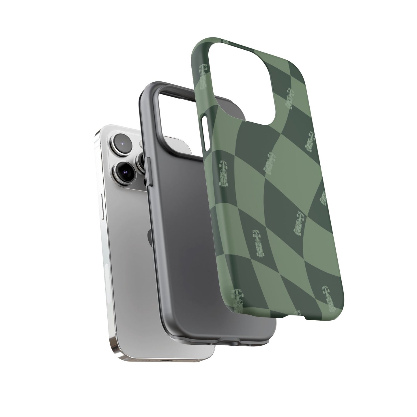 F1 Phone Case Green Checkerboard Design, Trendy F1 Gift, Formula 1 Gift, Cute F1 Phone Case, Unique Formula One Phone Case
