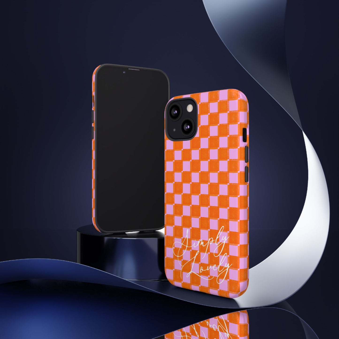 Simply Lovely Orange and Pink Checkered F1 Phone Case Design, Trendy F1 Gift, Formula 1 Gift, Cute F1 Phone Case