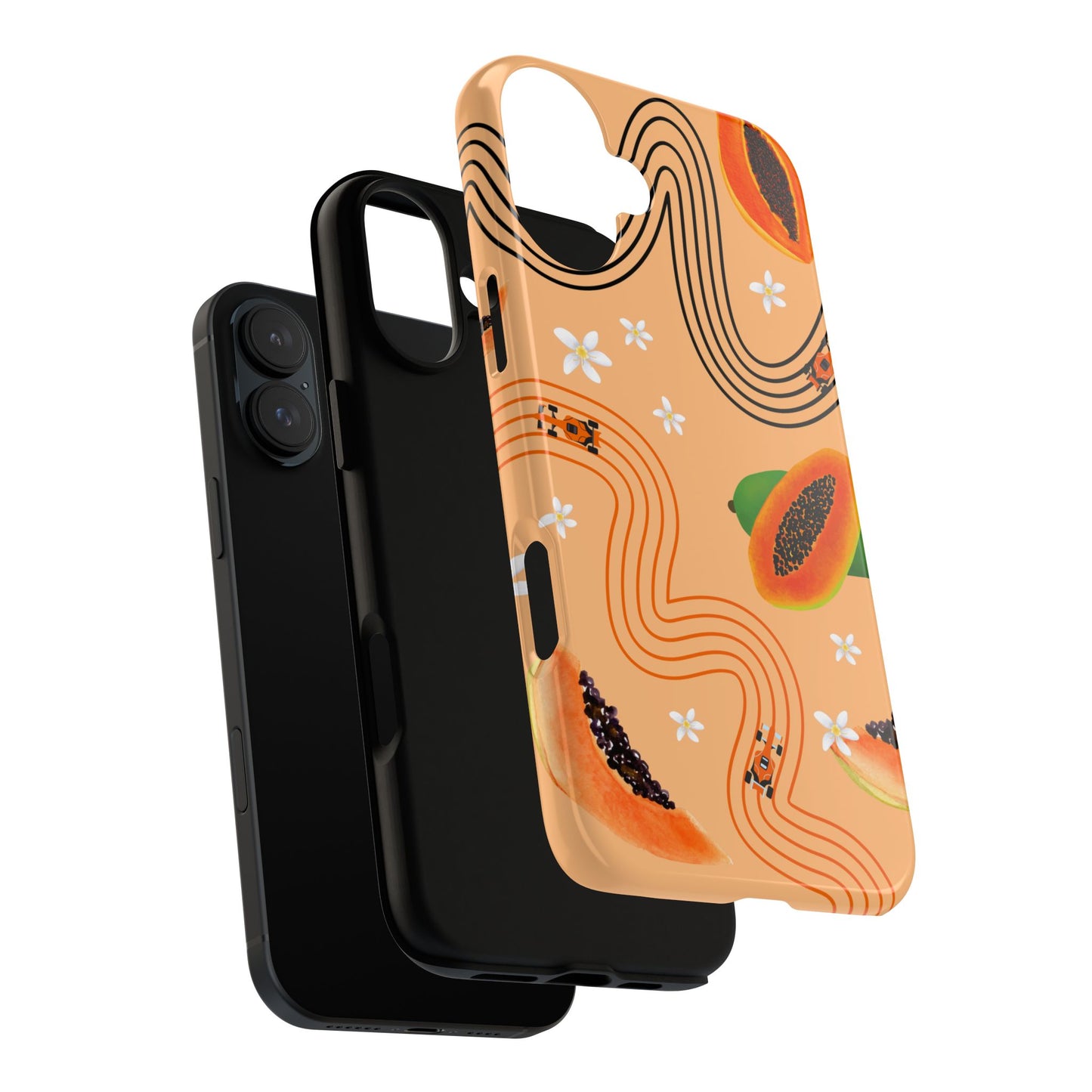 Orange F1 McLaren and Papaya Phone Case, Trendy F1 Gift, Formula 1 Gift, Cute Fruit F1 Phone Case, Unique Phone Case