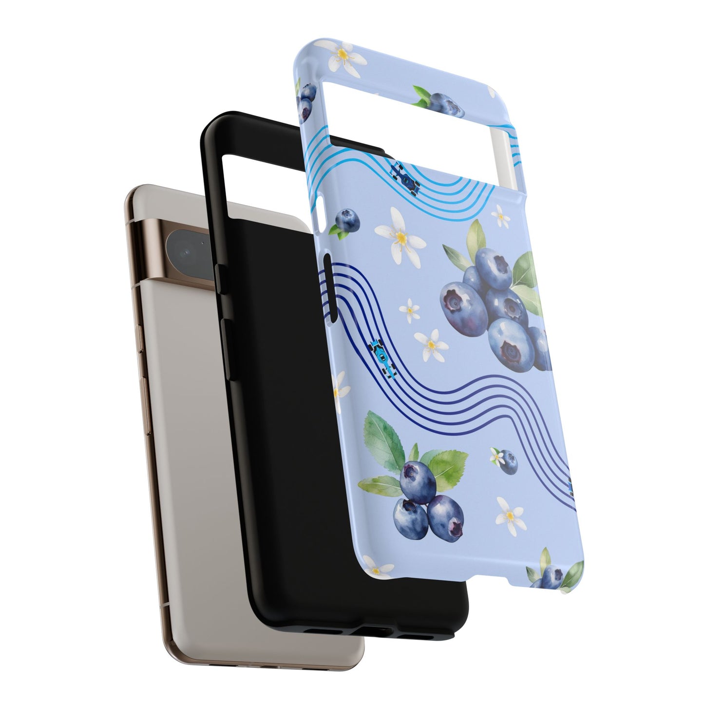 Blue F1 Williams and Blueberries Phone Case, Trendy F1 Gift, Formula 1 Gift, Cute Fruit F1 Phone Case, Unique Phone Case