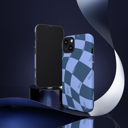 F1 Phone Case Blue Checkerboard Design, Trendy F1 Gift, Formula 1 Gift, Cute F1 Phone Case, Unique Formula One Phone Case