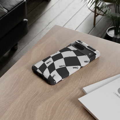 F1 Phone Case Black and White Checkered Design, Trendy F1 Gift, Formula 1 Gift, Cute F1 Phone Case, Unique Formula One Phone Case