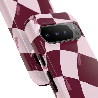 F1 Phone Case Pink Checkered Design, Trendy F1 Gift, Formula 1 Gift, Cute F1 Phone Case, Unique Formula One Phone Case