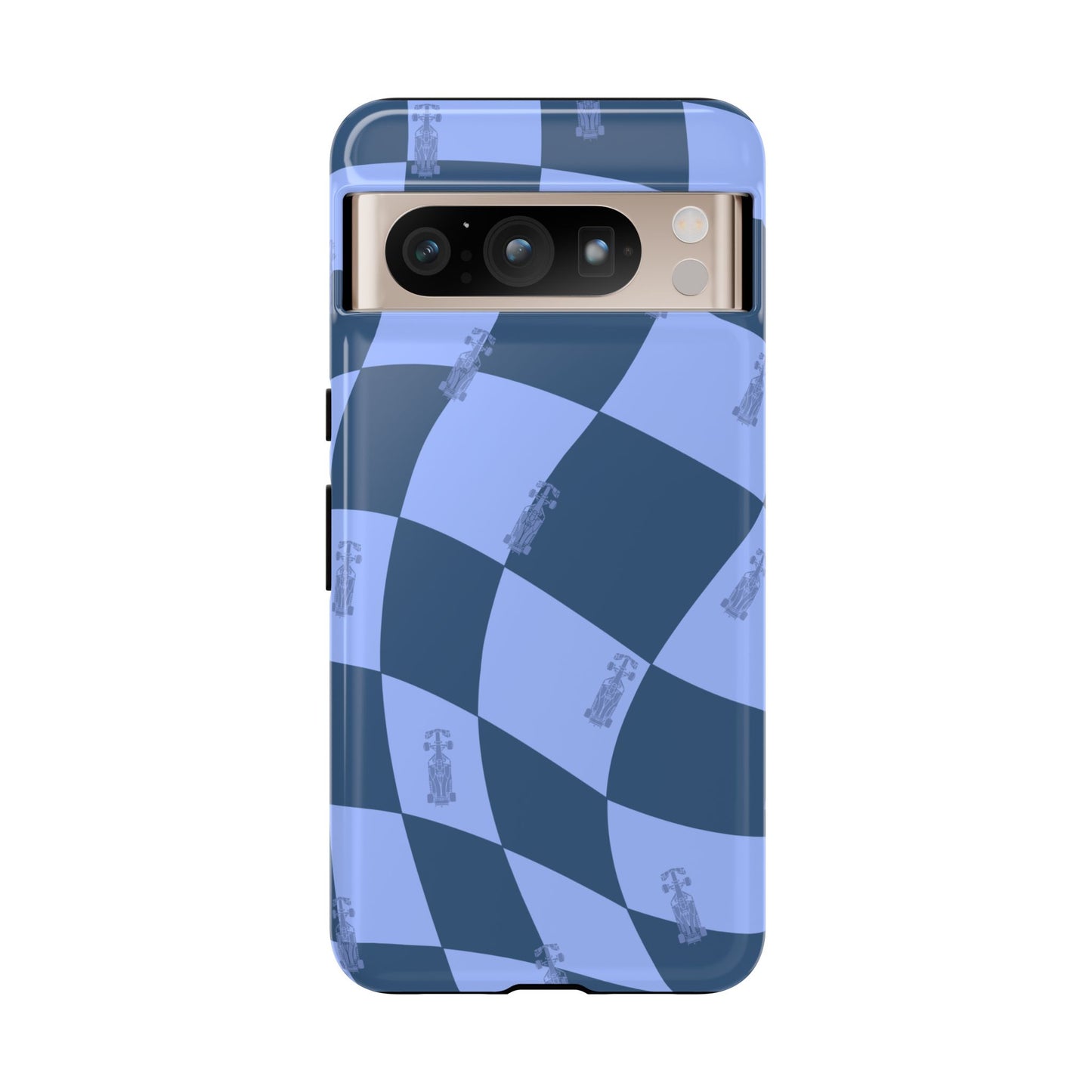 F1 Phone Case Blue Checkerboard Design, Trendy F1 Gift, Formula 1 Gift, Cute F1 Phone Case, Unique Formula One Phone Case