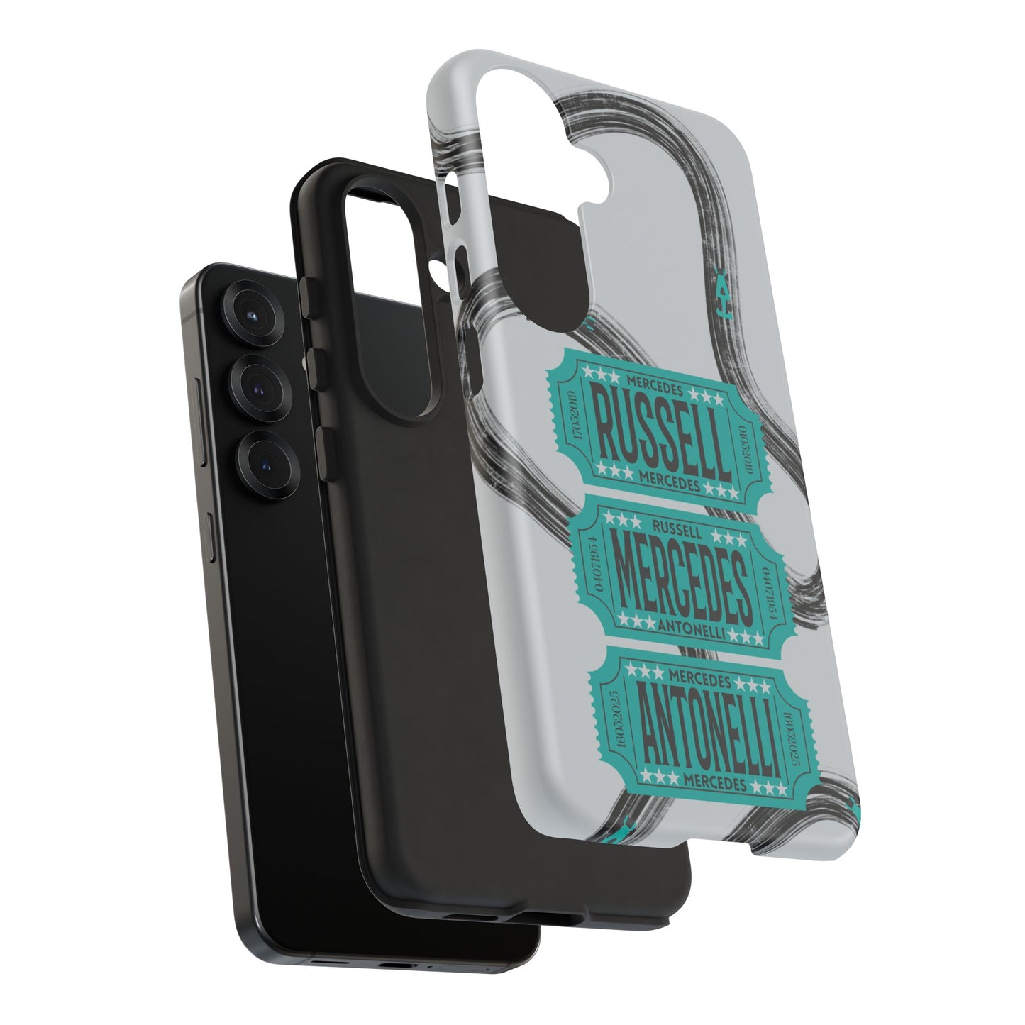 Mercedes F1 Phone Case Painted Ticket Stubs, Trendy F1 Gift, Formula 1 Gift, Cute F1 Phone Case