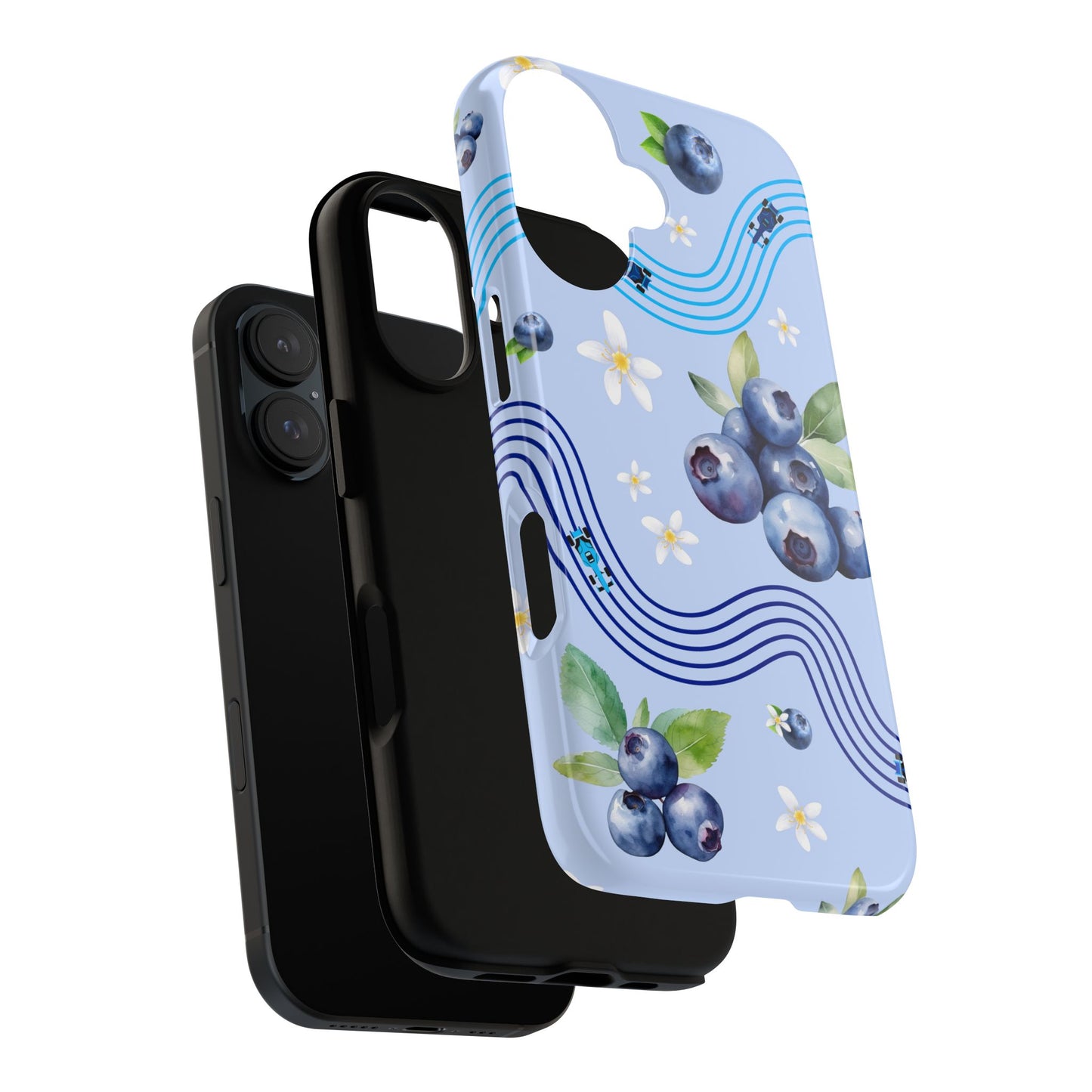 Blue F1 Williams and Blueberries Phone Case, Trendy F1 Gift, Formula 1 Gift, Cute Fruit F1 Phone Case, Unique Phone Case