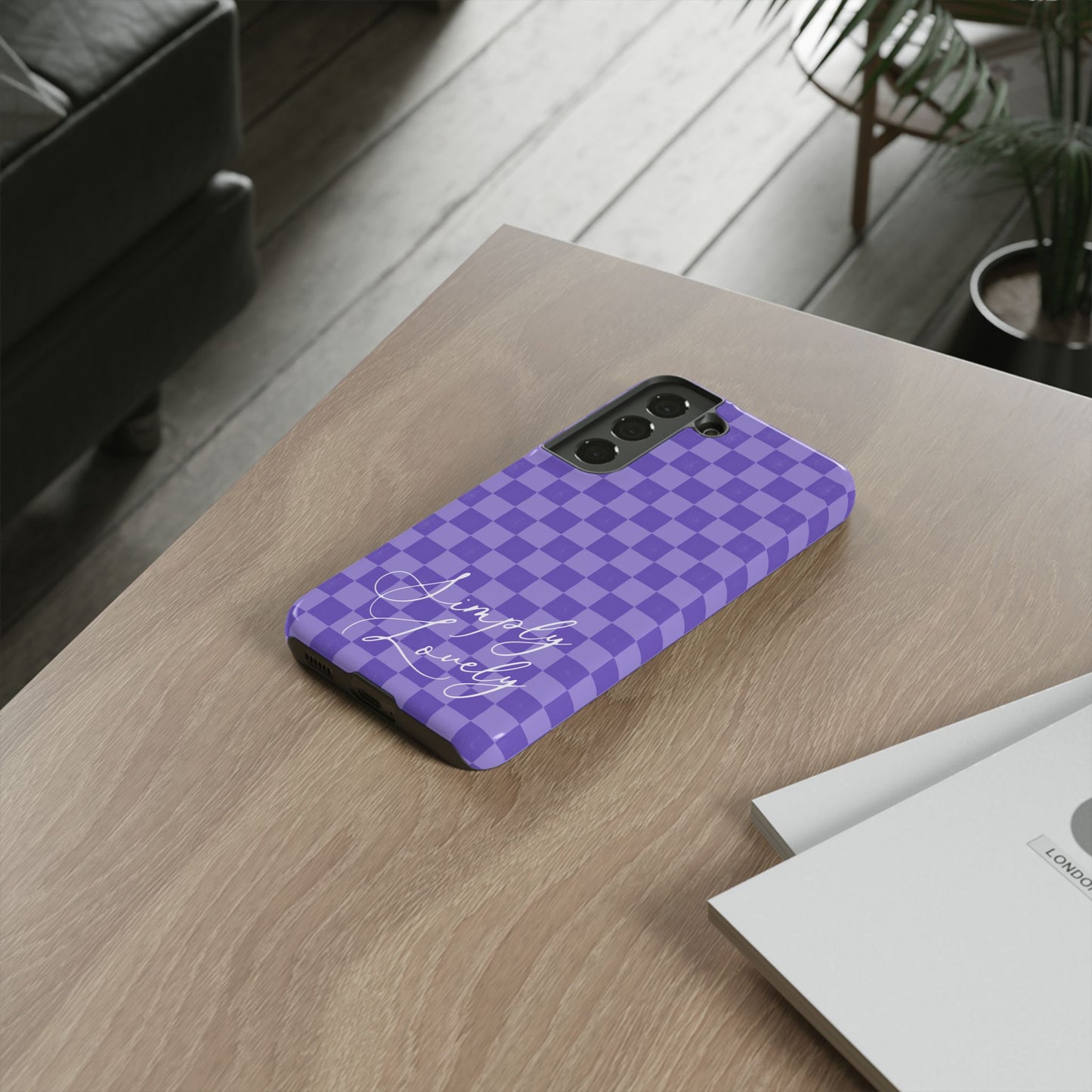 Simply Lovely Purple Checkered F1 Phone Case Design, Trendy F1 Gift, Formula 1 Gift, Cute F1 Phone Case