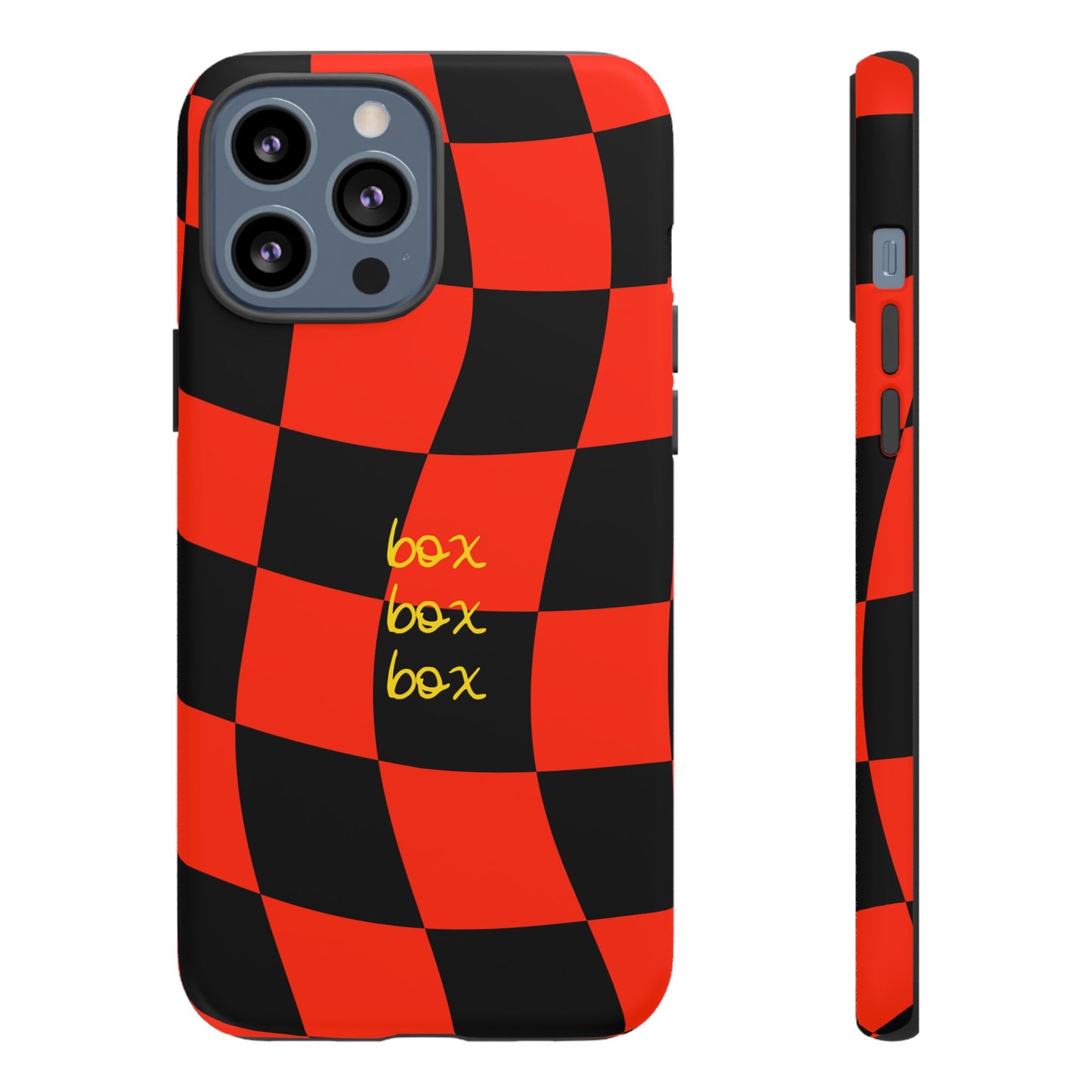 F1 Ferrari Black and Red Checkered Phone Case, Box Box Box F1 Phone Case