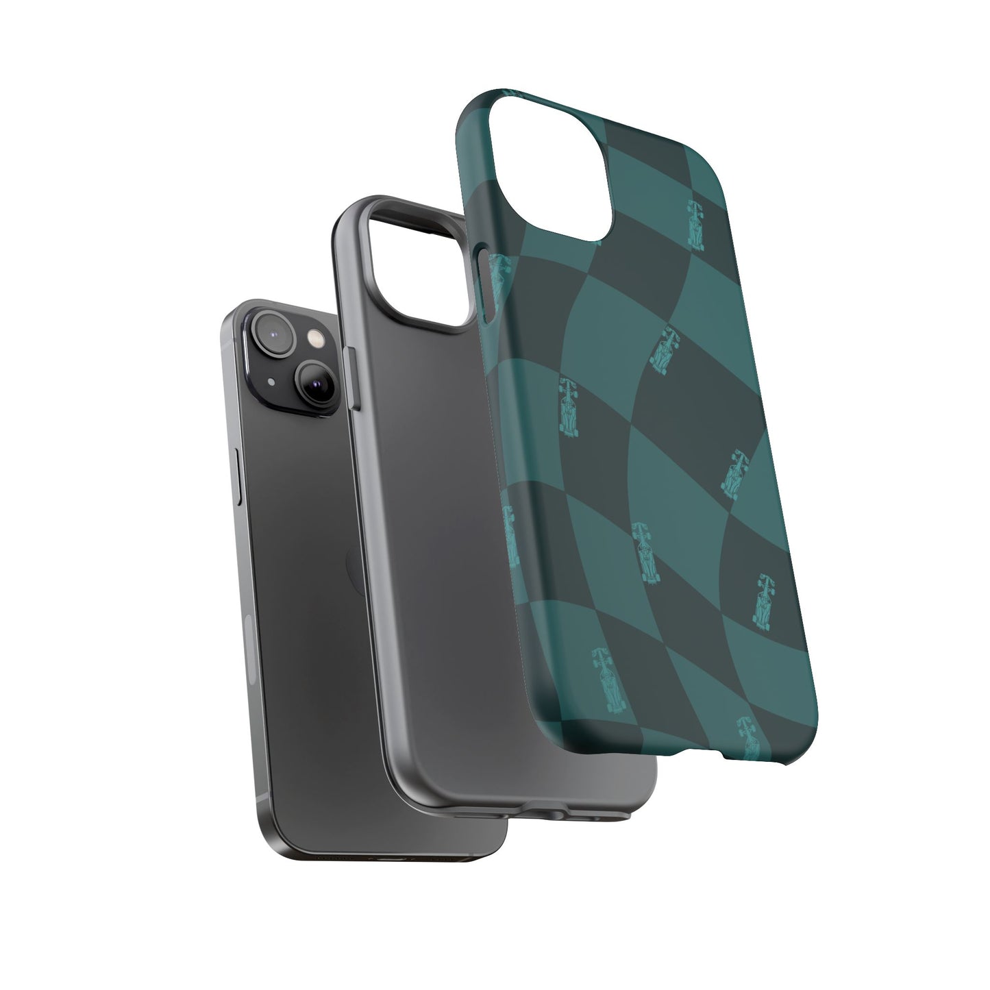 F1 Phone Case Teal Checkered Design, Trendy F1 Gift, Formula 1 Gift, Cute F1 Phone Case, Unique Formula One Phone Case