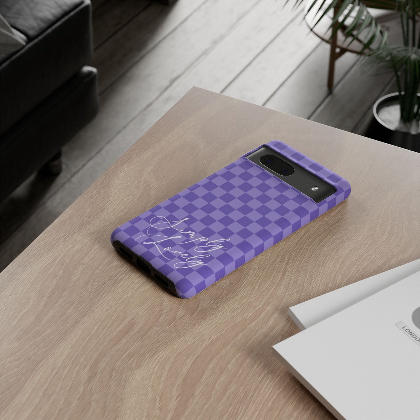 Simply Lovely Purple Checkered F1 Phone Case Design, Trendy F1 Gift, Formula 1 Gift, Cute F1 Phone Case