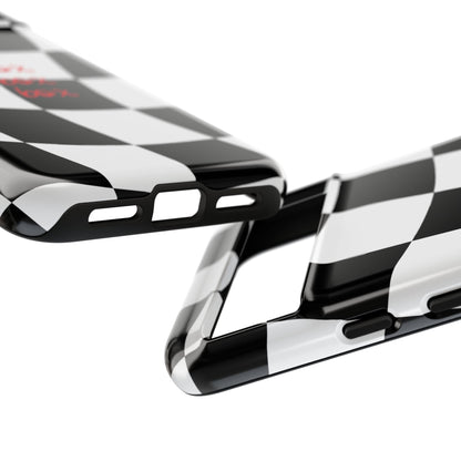 Black and Red Checkered F1 Phone Case, Box Box Box F1 Phone Case