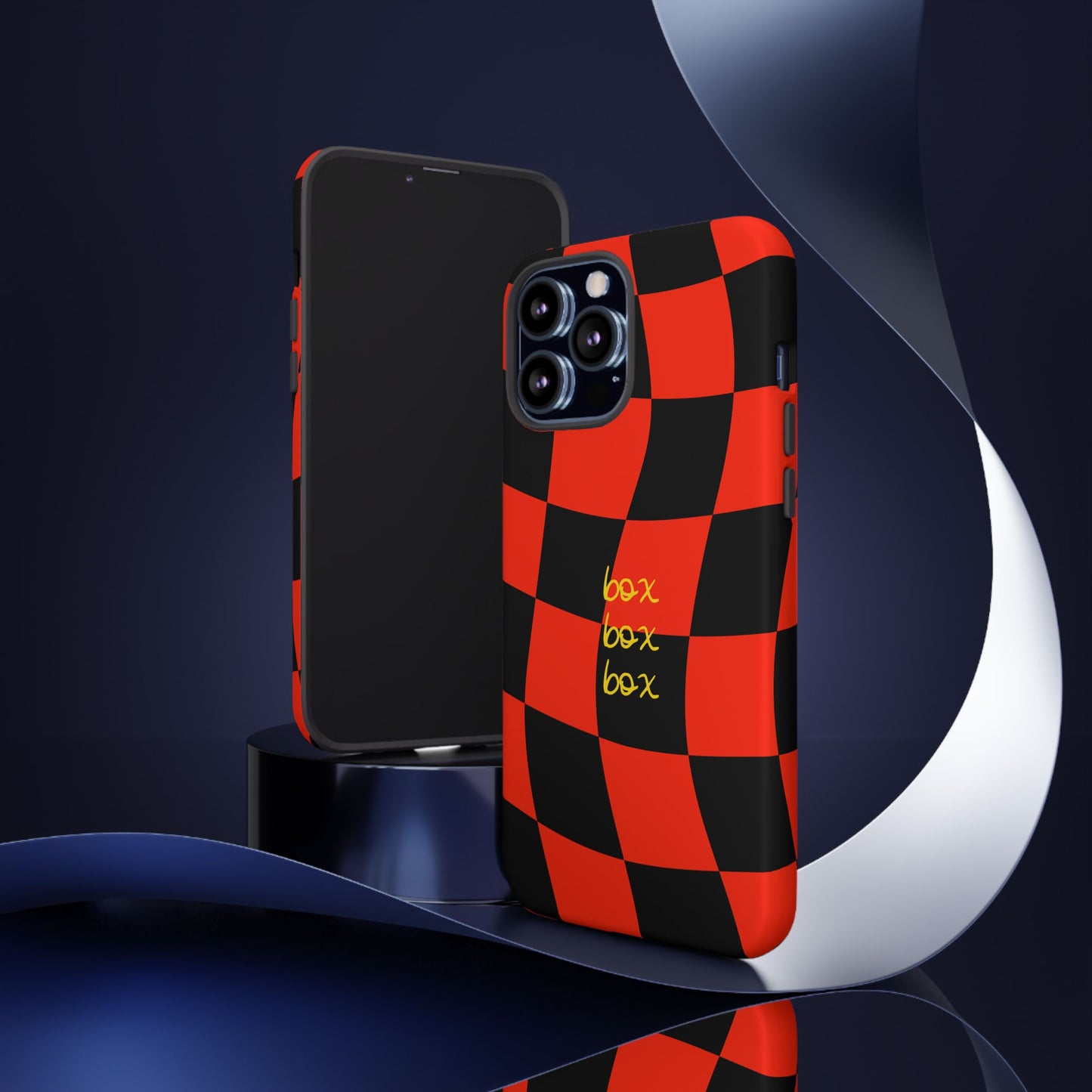 F1 Ferrari Black and Red Checkered Phone Case, Box Box Box F1 Phone Case