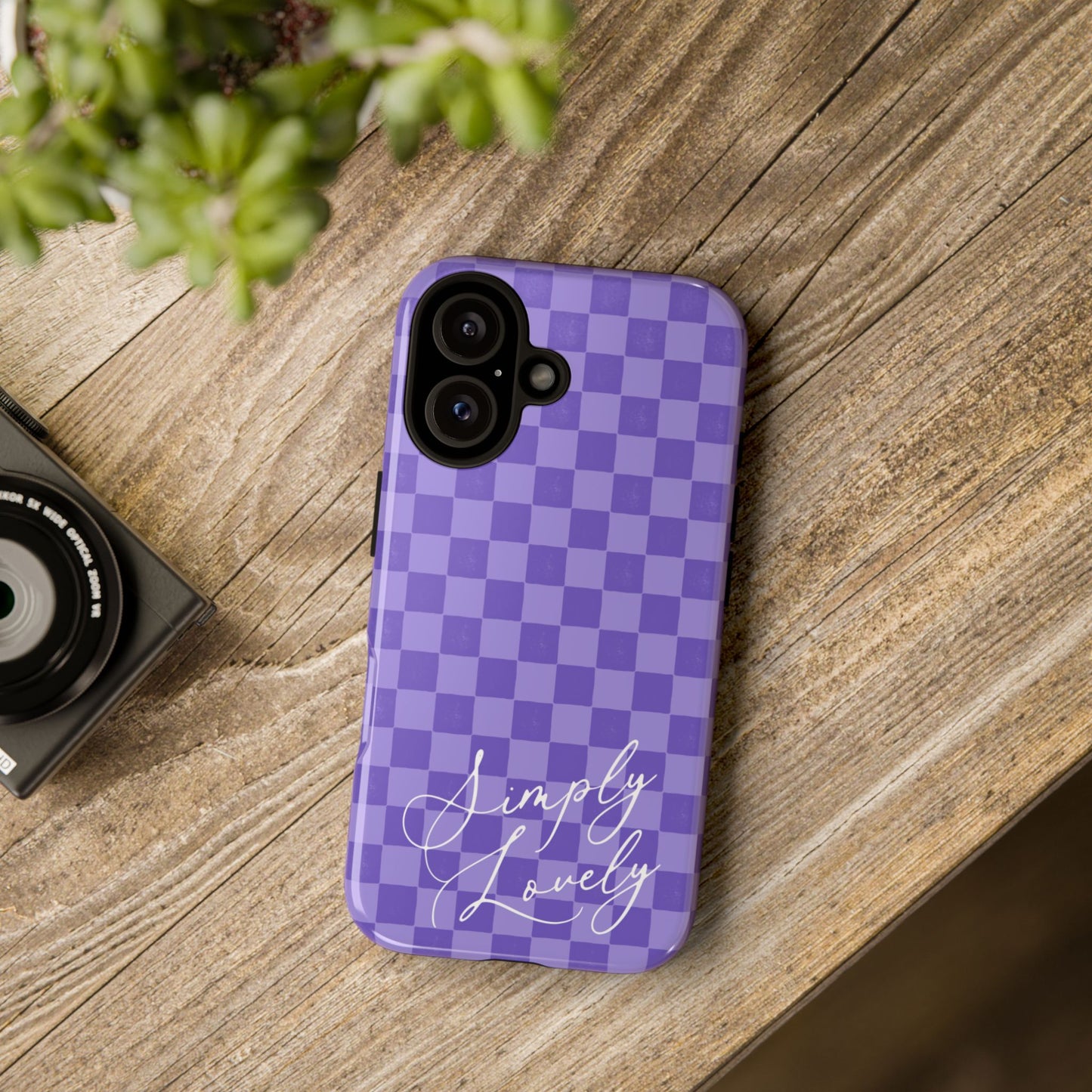 Simply Lovely Purple Checkered F1 Phone Case Design, Trendy F1 Gift, Formula 1 Gift, Cute F1 Phone Case