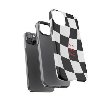 Black and Red Checkered F1 Phone Case, Box Box Box F1 Phone Case