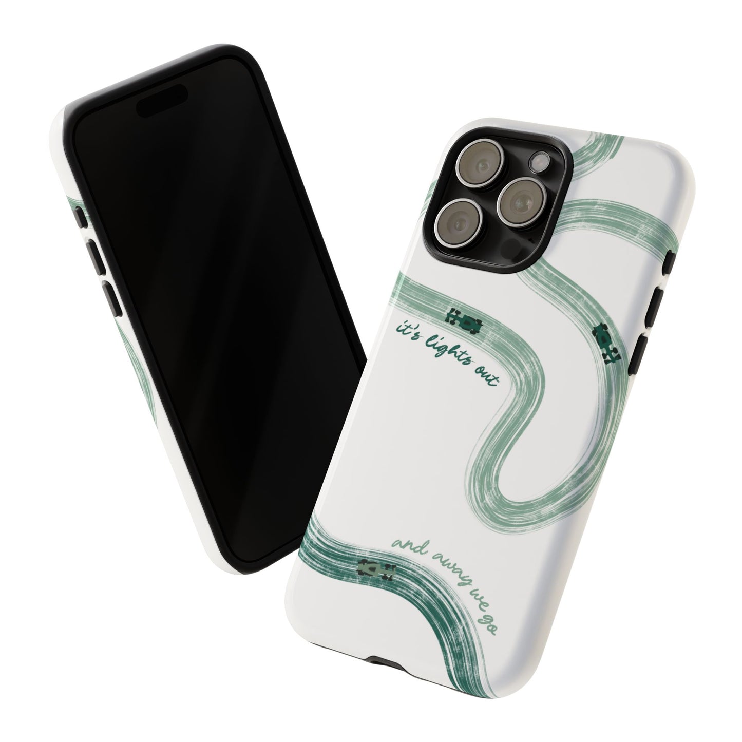 F1 Phone Case Green Painted "its lights out and away we go", Trendy F1 Gift, Formula 1 Gift, Cute F1 Phone Case, Gift for F1 Fans