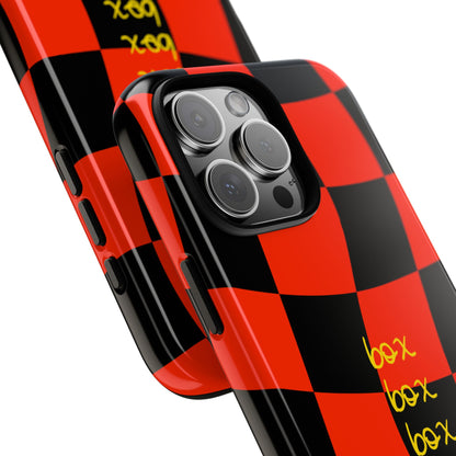F1 Ferrari Black and Red Checkered Phone Case, Box Box Box F1 Phone Case