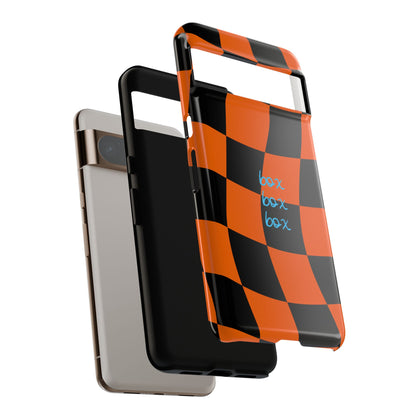 McLaren Orange and Black Checkered F1 Phone Case, Box Box Box F1 Phone Case
