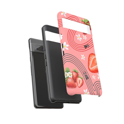 Red F1 Audi and Strawberries Phone Case, Trendy F1 Gift, Formula 1 Gift, Cute Fruit F1 Phone Case, Unique Phone Case