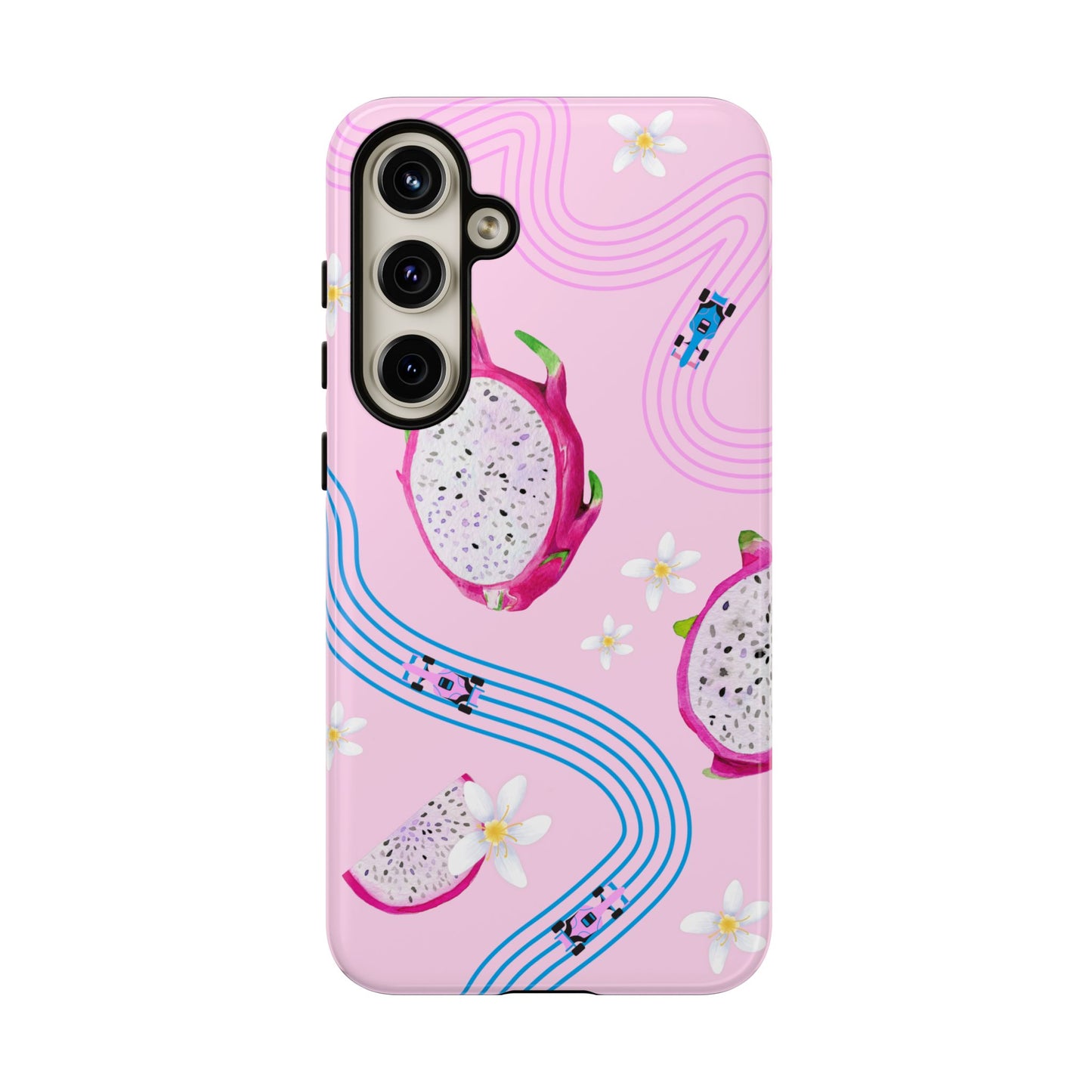 Pink F1 Alpine and Dragonfruit Phone Case, Trendy F1 Gift, Formula 1 Gift, Cute Fruit F1 Phone Case, Unique Phone Case