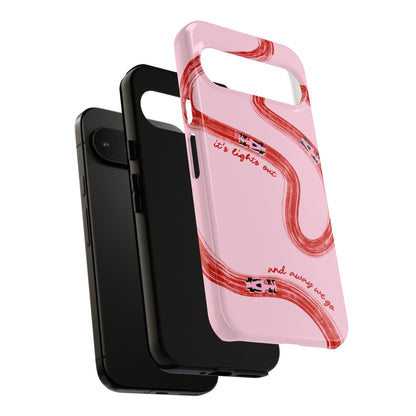 F1 Phone Case Pink and Red Painted "its lights out and away we go", Trendy F1 Gift, Formula 1 Gift, Cute F1 Phone Case, Unique Phone Case