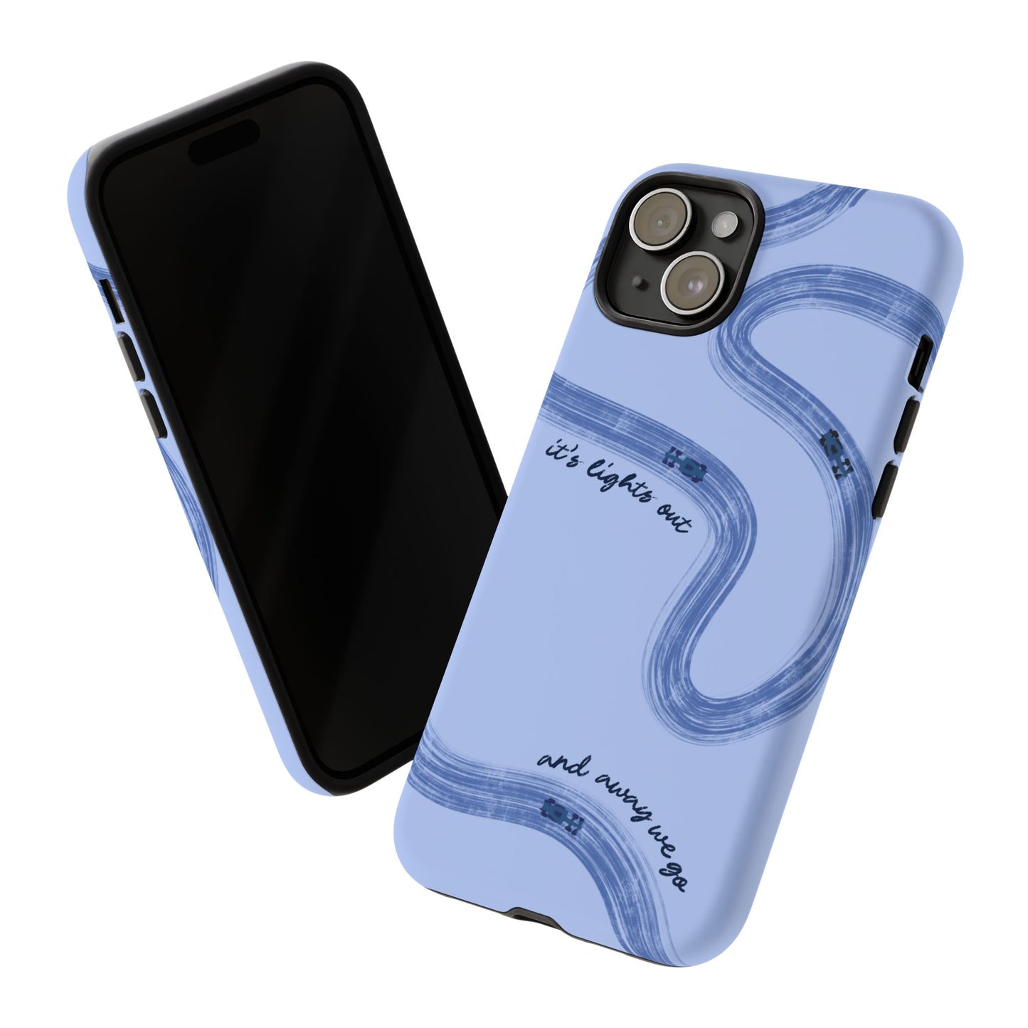 F1 Phone Case Monochrome Blue Painted "its lights out and away we go", Trendy F1 Gift, Formula 1 Gift, Cute F1 Phone Case, Phone Case