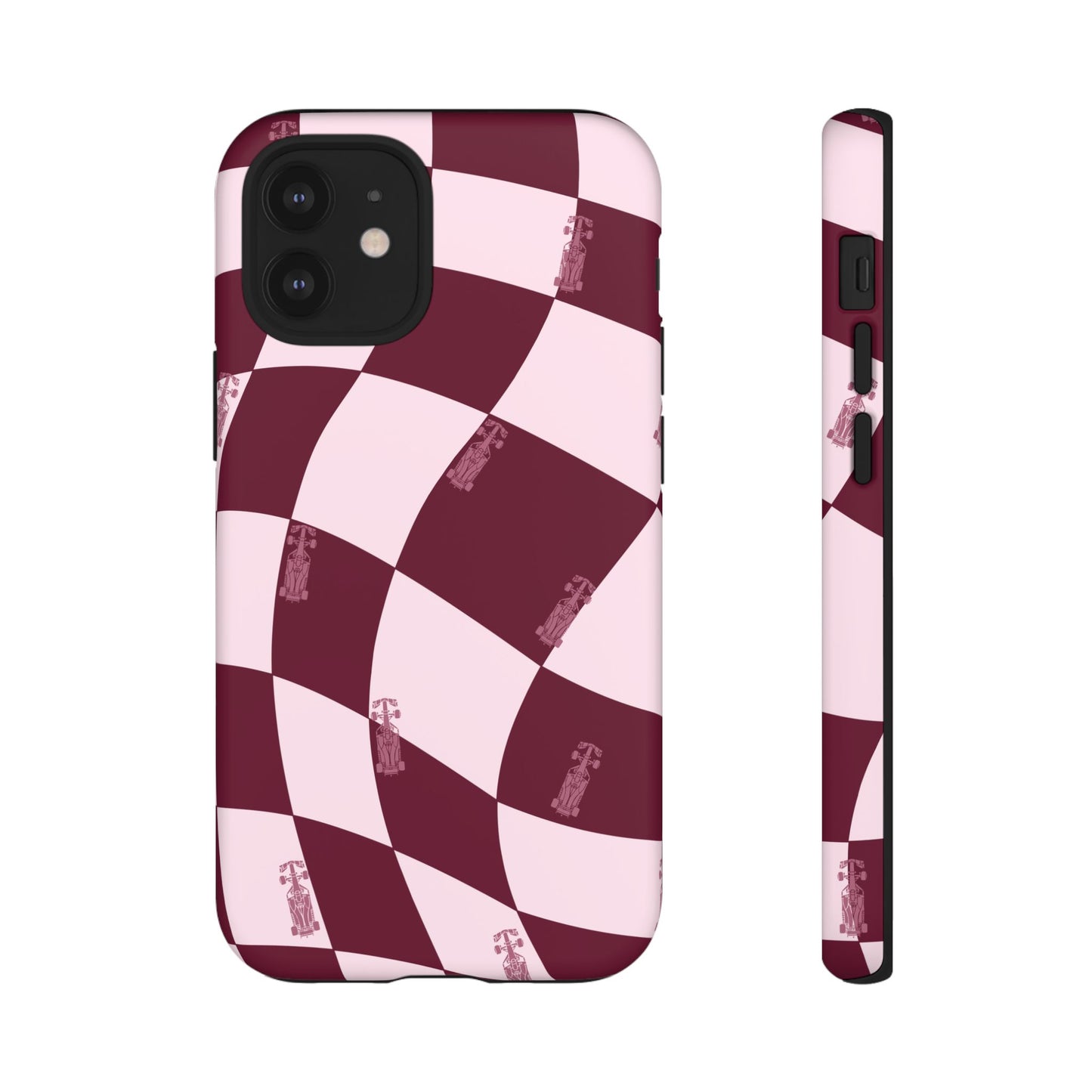 F1 Phone Case Pink Checkered Design, Trendy F1 Gift, Formula 1 Gift, Cute F1 Phone Case, Unique Formula One Phone Case