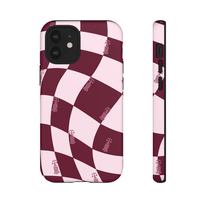 F1 Phone Case Pink Checkered Design, Trendy F1 Gift, Formula 1 Gift, Cute F1 Phone Case, Unique Formula One Phone Case