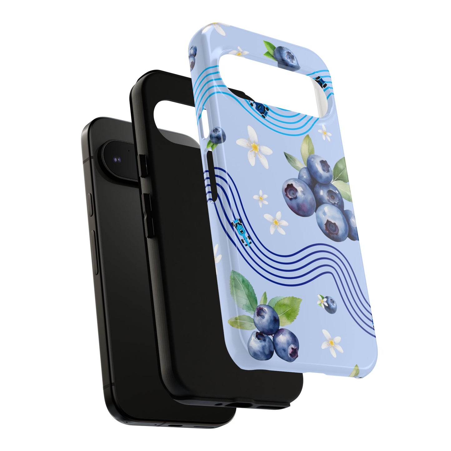 Blue F1 Williams and Blueberries Phone Case, Trendy F1 Gift, Formula 1 Gift, Cute Fruit F1 Phone Case, Unique Phone Case