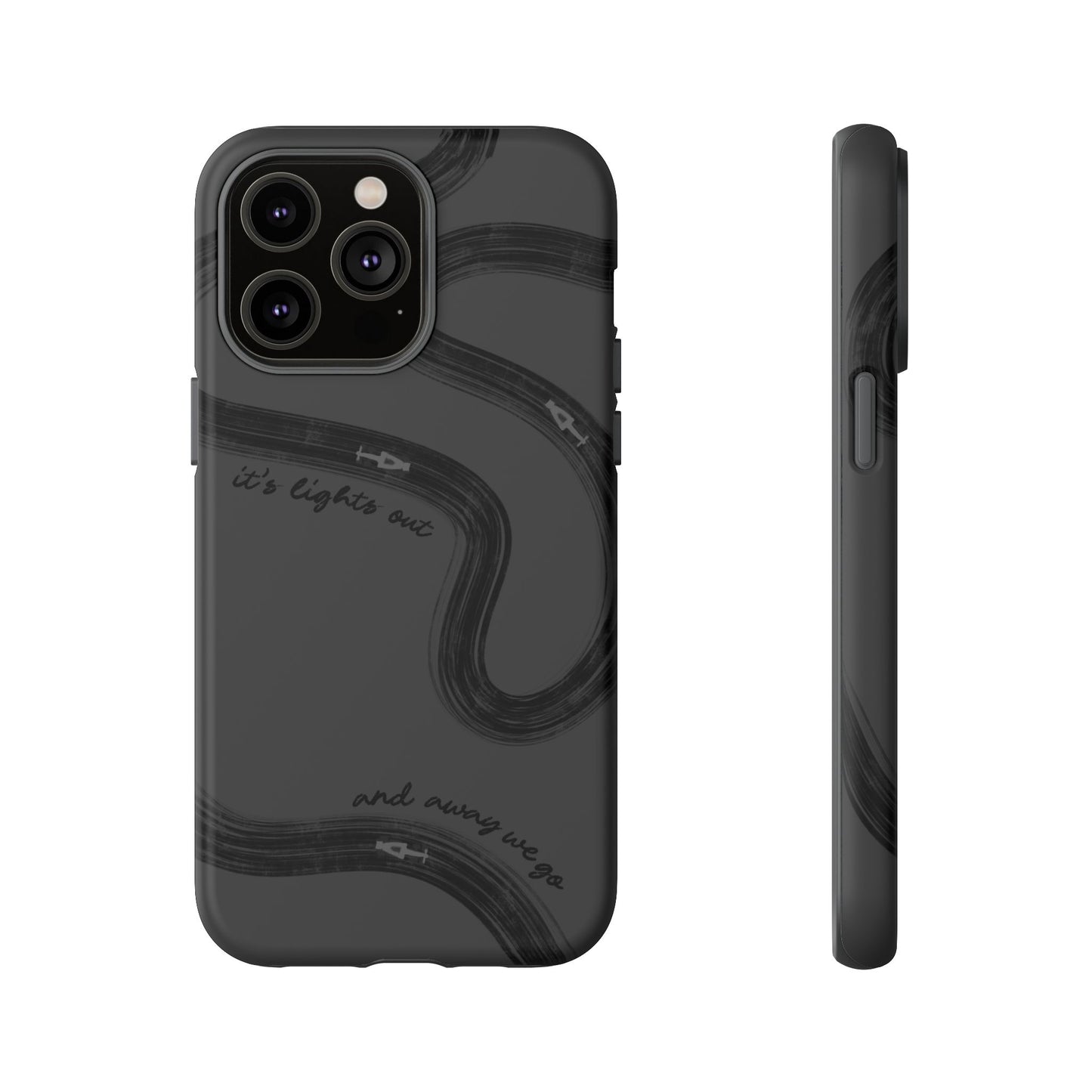 F1 Phone Case Monochrome Black Painted "its lights out and away we go", Trendy F1 Gift, Formula 1 Gift, Cute F1 Phone Case, Phone Case