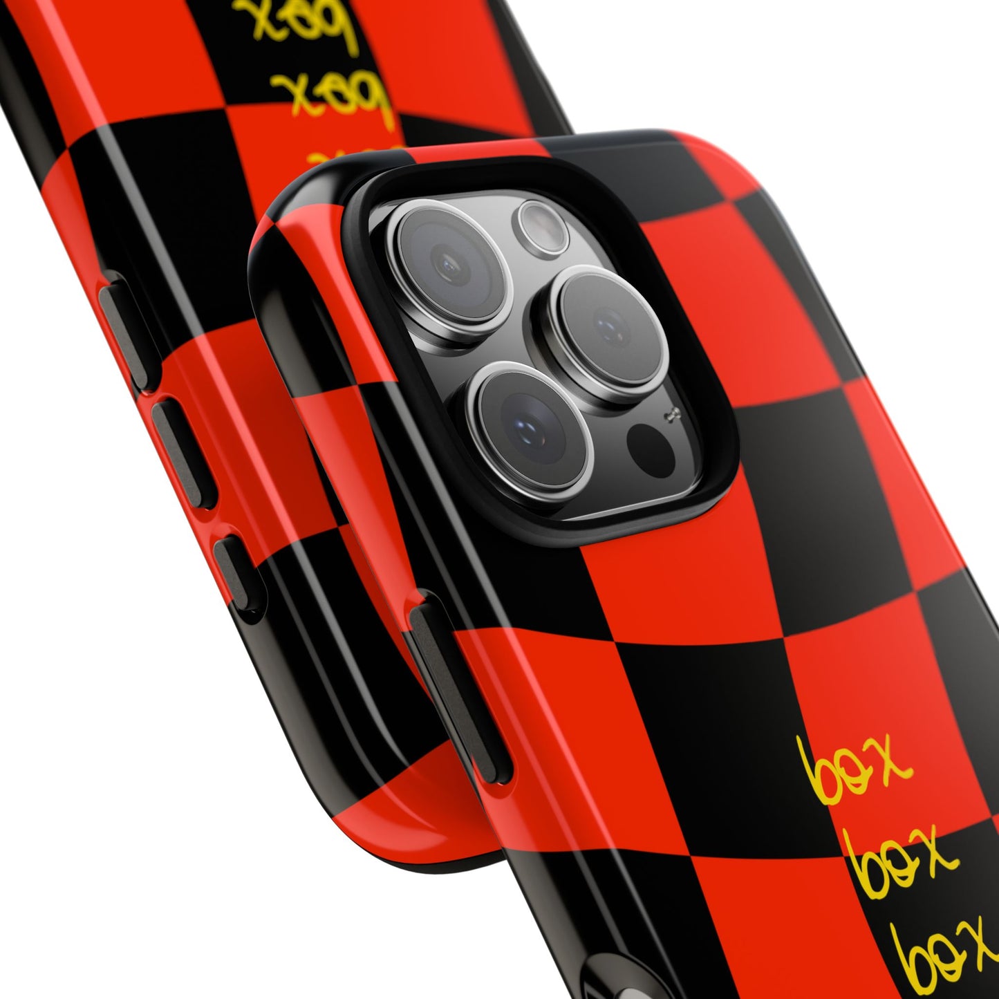 F1 Ferrari Black and Red Checkered Phone Case, Box Box Box F1 Phone Case