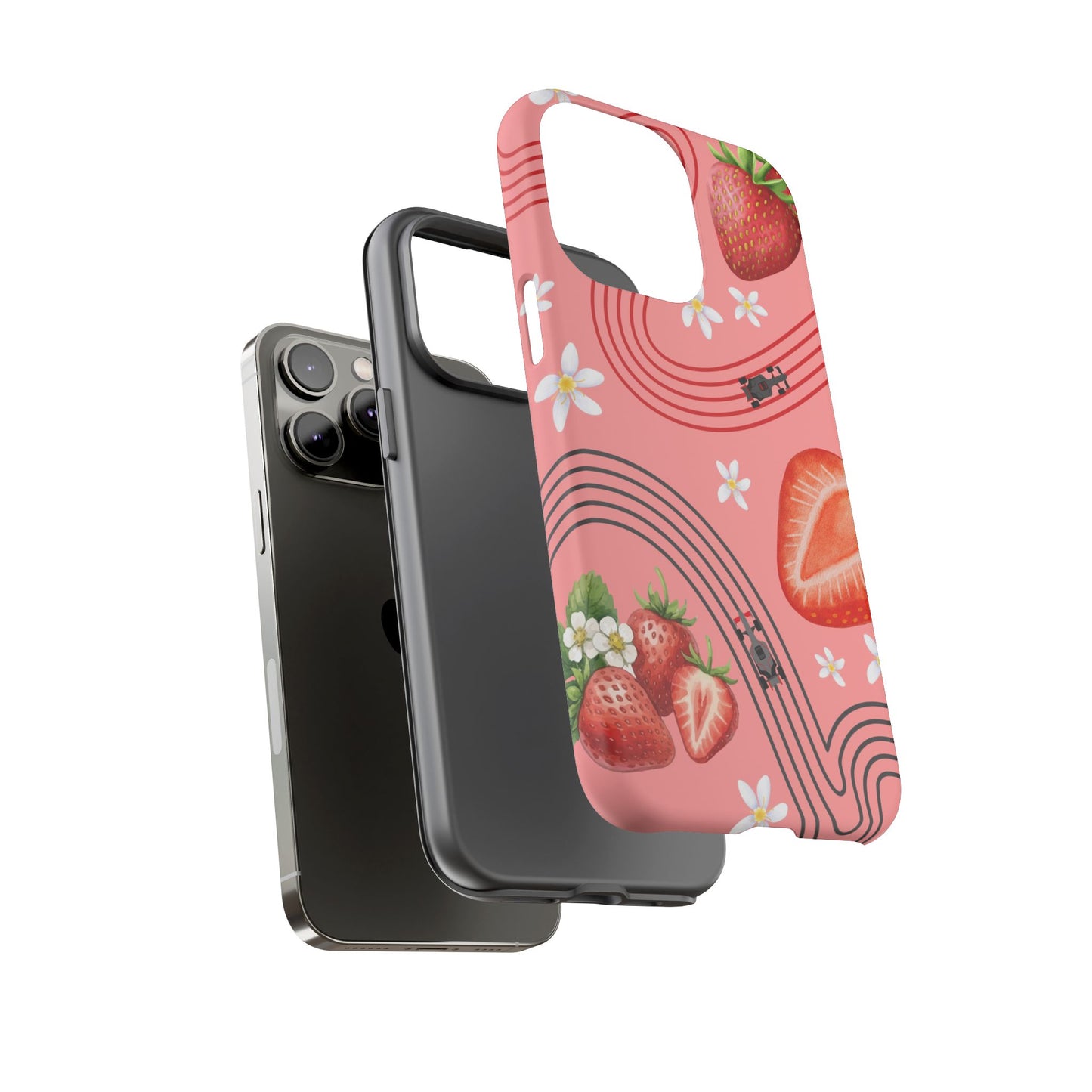 Red F1 Audi and Strawberries Phone Case, Trendy F1 Gift, Formula 1 Gift, Cute Fruit F1 Phone Case, Unique Phone Case